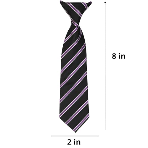 Boys' Black Melvin Stripe Clip-On Tie, 8" Length2