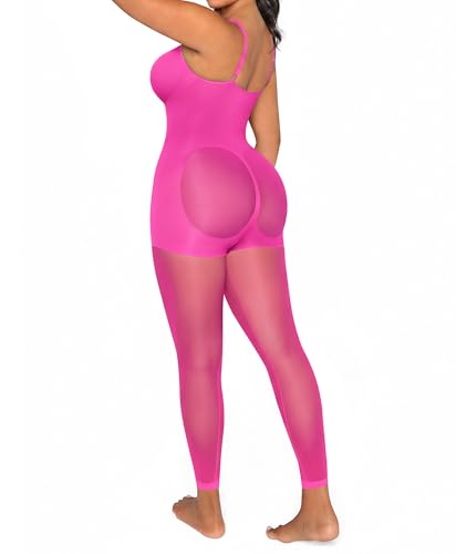 SHAPELLX Full Body Shapewear for Women Compression Thign Slimmer Pantyhose Tummy Control Faja Body Shaper Pink X-Large