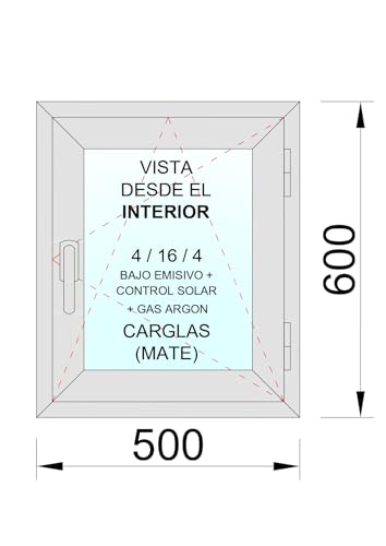 Miniatura 6 de Ventanastock Ventana Pvc Roble 500x600 Practicable Oscilobatiente Derecha 1 Hoja Con Vidrio Carglass Climalit Mate