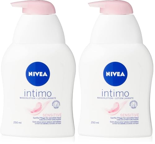 NIVEA Intimo Waschlotion Sensitive (250 ml), Intim Waschgel mit Milchsäure, Kamillenextrakt und Panthenol, Intim Waschlotion für sensible Haut (Packung mit 2)