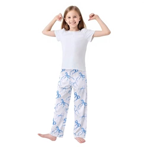 Pajama Bottoms, Ribbons Blue Bows Pajamas Pant Sleep Long Pants Lounge Wear Sleepwear Soft Pjs2