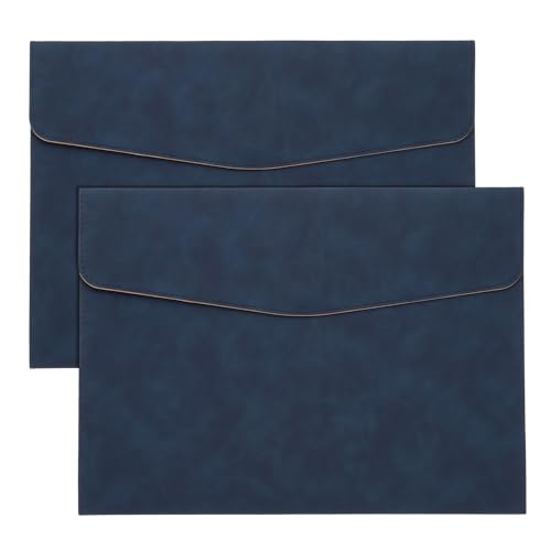 Dossier en cuir PU format A4 PATIKIL bleu organisateur de dossiers portefeuille enveloppe