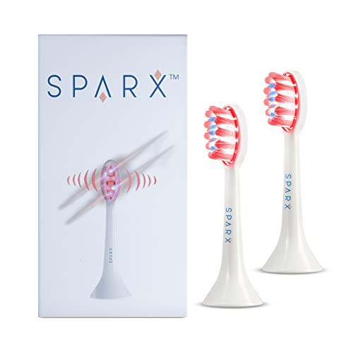 SPARX Toothbrush Replacement Heads, Brush Heads with Red Light Therapy for Gum Care, Replacement Brush Heads, White, 2 Pack