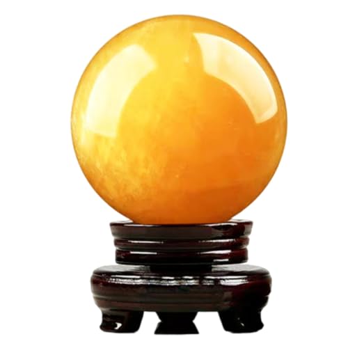 Boule de cristal jaune fortune pierre polie décoration maison