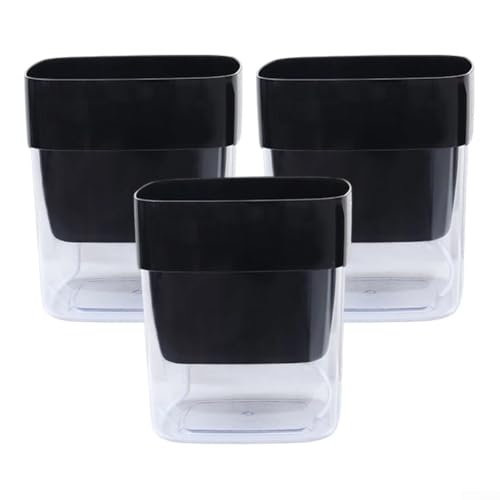 ZMdooreasy Paquete de 3 macetas de plástico reutilizables de doble capa con depósito de agua integrado para jardinería o cultivo tradicional de suelo (negro)