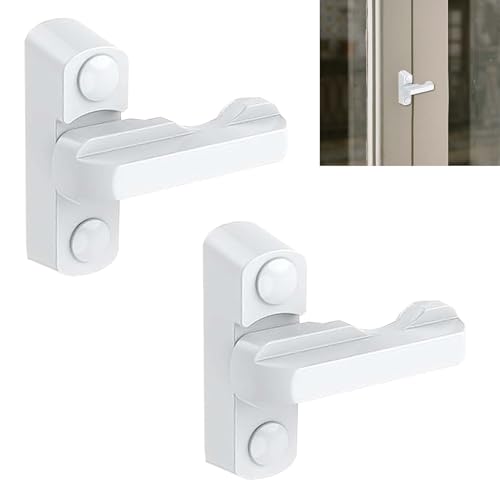 2 Pcs Sash Jammers, Window Locks, Security Lock for uPVC Door, Window Locks for uPVC Windows, for uPVC Windows & Wooden Windows (White)