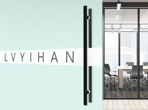 Image of 48 inch Matte Black Square Barn Door Pull Handle Double Sided | Heavy Duty 304 Stainless Steel, 35-7 /16 inch Hole Spacing, Fits 3 /4 inch-2 inch Thick Barn, Front Entry, Sliding & Exterior Doors