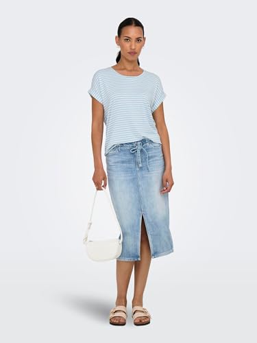 ONLY Damen Onlmoster Stripe S/S O-Neck Top JRS Noos Basic-Oberteil Mit O-Ausschnitt Und Kurzen Ärmeln Für Freizeitkleidung, Clear Sky… – Ansicht 6