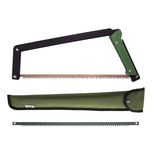 Agawa Canyon BOREAL21 Tripper KIT- 21 inch Folding Bow Saw, Rugged Cordura Sheath, Additional Aggressive Blade (Black Frame- Green Handle)