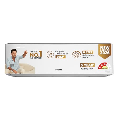 Image of Voltas 1.5 ton 3 Star, New star rated, Inverter Split AC (Copper, Convertible 6-in-1 Cooling Modes, Auto Clean, Sleep Mode with Hidden Display, Memory Restart (183INV VENUS LUXE, White)