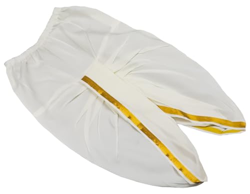NITHILA CREATIONS Kerala Cotton Kasavu Mundu Dhoti for Boys, Offwhite with Golden Border, Traditional Mundu (Offwhite)