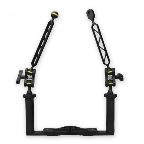 Image of Underwater Camera Tray, Dual Handle Stabilizer Adjustable Width Aluminum Alloy with Ball Clamp Mounts Compatible with Seafrogs Waterproof Camera Housing (YH-TS6)