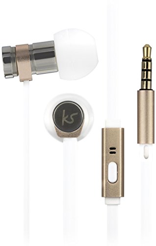 KitSound Nova É?couteurs Intra-Auriculaires avec Microphone, Compatible avec Smartphones et Tablettes iOS/Android - Doré