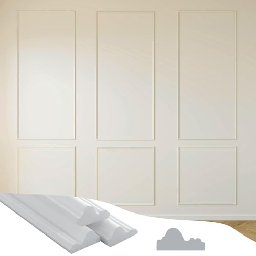 Colingmill 3 Sets Peel and Stick Pre-Cut Wall Molding Kit Wainscot Wall Panel Premade Wainscoting Panels for Interior Molded Home Moulding Decoration (Classic)