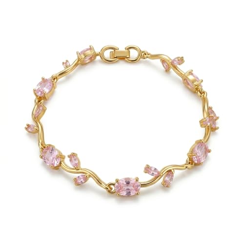 Image of 18K Gold Plated Stylish Chain Bracelet for Women & Girls | Trendy Unique Diamond Tennis Charm Link Tulip Everyday Instagram Viral Jewellery