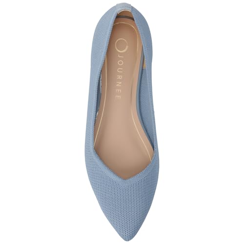Journee Collection Womens Minnah Knit Ballet Dress Flats Slip On Pointed Toe Cushioned Fashion Ballerina Shoe Blue 8.5 Medium WOMENS US3