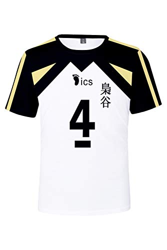 Camiseta de Fukurodani Kotaru Bokuto para Cosplay de Camiseta del Equipo de Voleibol, número 4, Color Blanco, Blanco,M