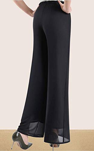 Double Plus Open Womens Chiffon High Waist Palazzo Dressy Pants Flare Elastic Waist Culottes Trousers Pant2