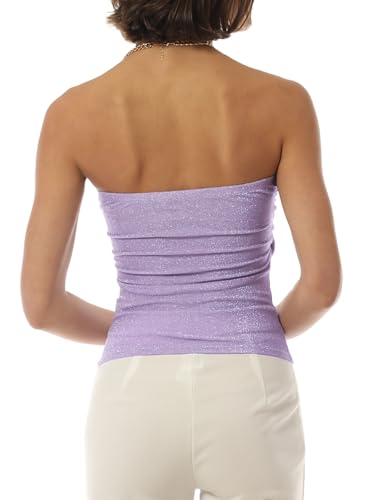Image of MixMatchy Women's Stretchy Strapless Tube Top Y2K Bandeau Top