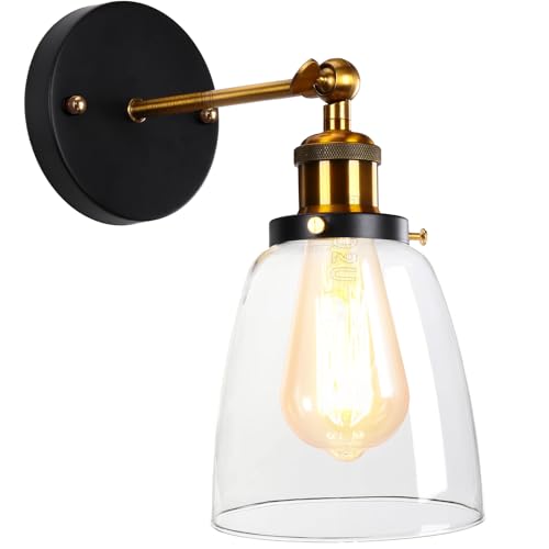 PETITES ECREVISSES Aplique Pared Moderno Lámparas pared Interior E27 Apliques en Vidrio y Metal Industrial Luces de pared Dormitorio Iluminación Interior Ajustable para Pasillo Salón Baño