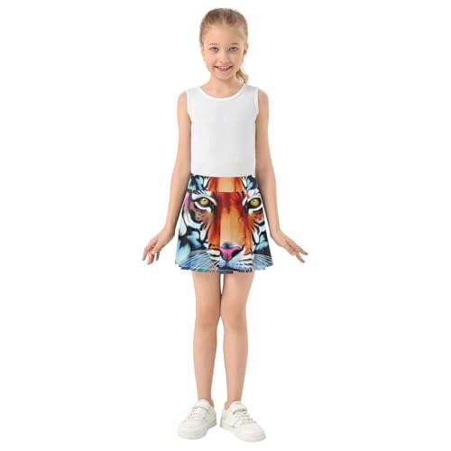 Floral Athletic Shorts Girls Skorts Toddlers Tennis Skirts Butterfly Tiger Painted Colorful 4t3