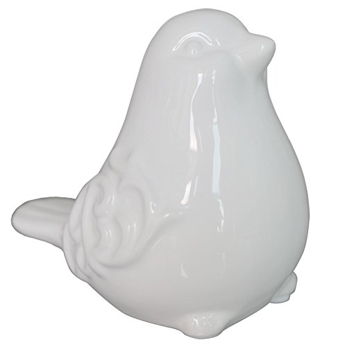 KiaoTime New French Garden Cottage Bird Figurine Decorative White Glazed Ceramic Bird Figurine, Bird Statue, Bird Sculpture Home Garden Wedding Decor (White)