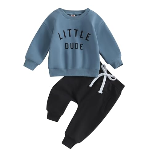 Image of Newborn Baby Boy Fall Clothes Long Sleeve Round Neck Letter Print Sweatshirt Top Long Pants Cute Toddler Winter Outfits