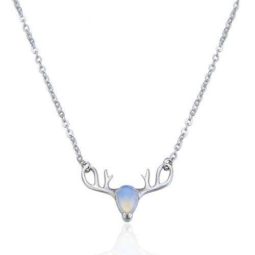 zj Nouveaux Accessoires De Noël Pendentif Pierre De Lune Bois S925 en Argent Sterling Collier Femme Bijoux Chaîne Clavicule,1,Taille Unique