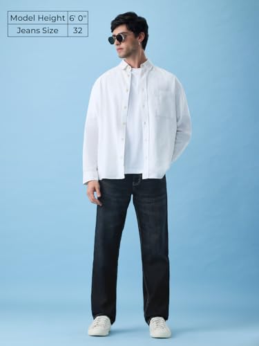 Image of The Souled Store Straight-Fit Denim: Men and Boys Cotton Blend Straight Fit Cargo Pockets Lightweight Everyday All-Season Denim Jeans