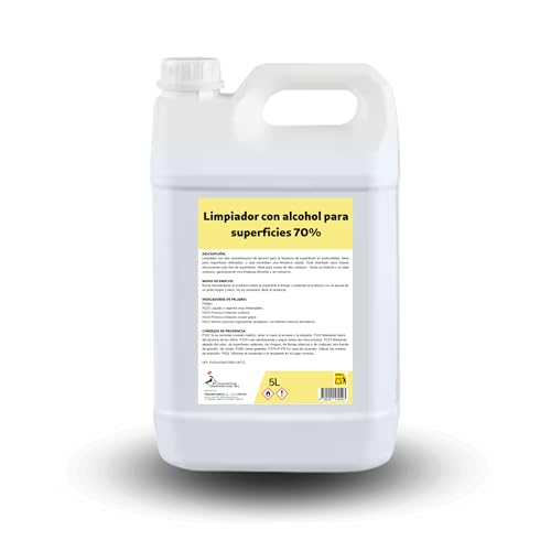 Proquimar | Limpiador Hidroalcohólico 70% Alcohol – Garrafa de 5 Litros – Uso profesional y doméstico – Rápida evaporación sin enjuague