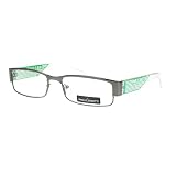 JuicyOrange Pablo Zanetti Magnified Reading Glasses Rectangular GunMetal Green+1.50