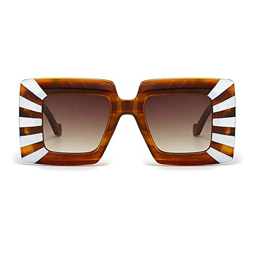 Image of COTIA Vintage Oversized Square Flat Top Stripe Sunglasse for Women Large Frame Sun Glasses Men Wide Leg Shades