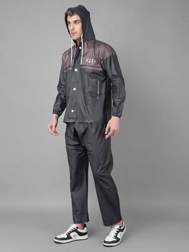 Image of Dollar Rainguard Men's PVC Full Sleeve Solid Raincoat with Adjustable Hood and Pocket
