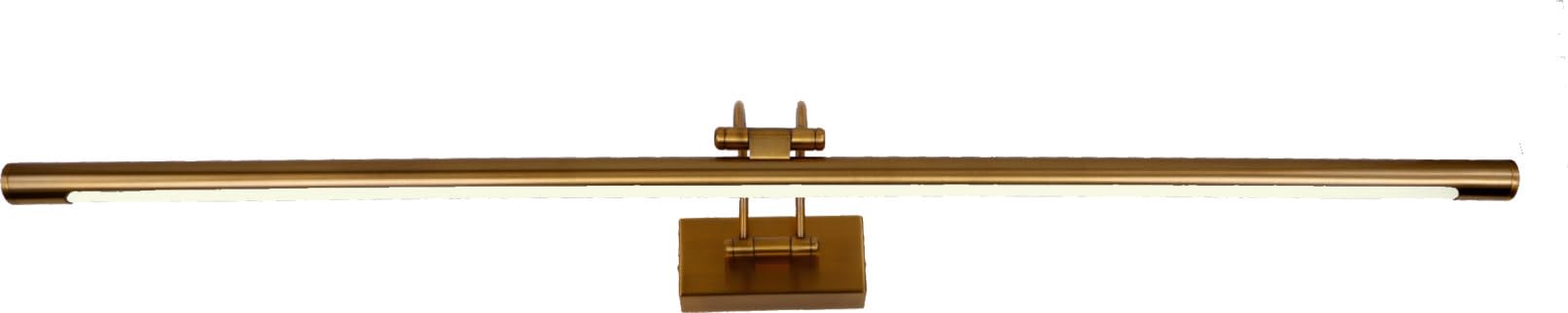 Applique LED da parete per illuminare quadri, specchi, murales, 16 W stile tradizionale ed elegante, tono di luce calda 3000 K, finitura Oro antico, articolato. 90 cm
