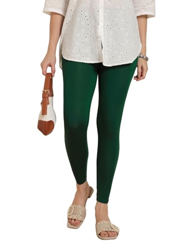 TWIN BIRDS Viscose Elastane Stretch Leggings for Women | Mid Rise Skinny Fit, High Ankle & 7/8 Cropped Length Active Legging