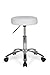 Taboret AMSTYLE LEON design stołek roboczy pokrowiec z tkaniny biała otomana na kółkach Taboret rolkowy tapicerowany bez oparcia XL