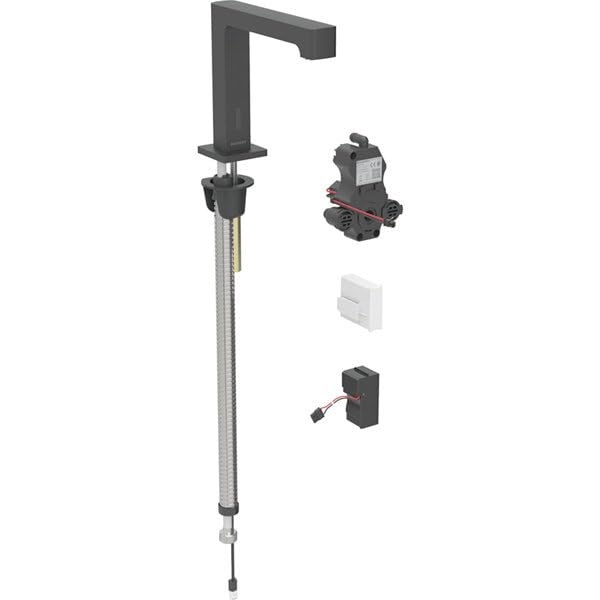 Geberit Brenta mezclador de lavabo, proyección 195mm, con mezclador, alimentación de red, para caja funcional empotrada, 116.192.14.1, Color: negro mate