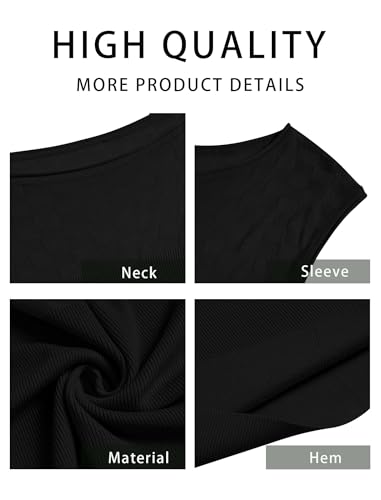 Image of ZAFUL Womens Summer Tops 2025 Off The Shoulder Cap Sleeve Ribbed Knit Trendy Slim Fit Going Out Shirts Lightweight Sweaters