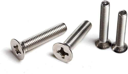 WUSHADEHANS Tornillos autorroscantes, Tornillo pequeño Empotrado en de Cabeza Plana, Rosca avellanada, Perno de máquina métrico, Acero Inoxidable 304 M1.6(M1.6x6mm)