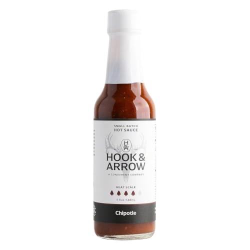 Hook &amp; Arrow Chipotle Ghost Pepper Hot Sauce - Smoky Spicy Hot Pepper Sauce - Gluten-Free, Vegan, Paleo, Low Carb (5 fl oz, 30 servings)