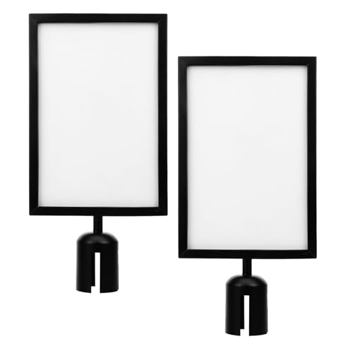 Support de panneau de signalisation pour poteau en acier noir de contrôle de foule, lot de 2