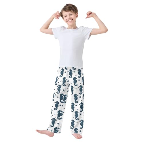ZZXXB Hippocampus Polka Dot Boys Long Pants Soft Trousers Elastic Waist Kids Lounge Bottoms with Pockets S-XL2
