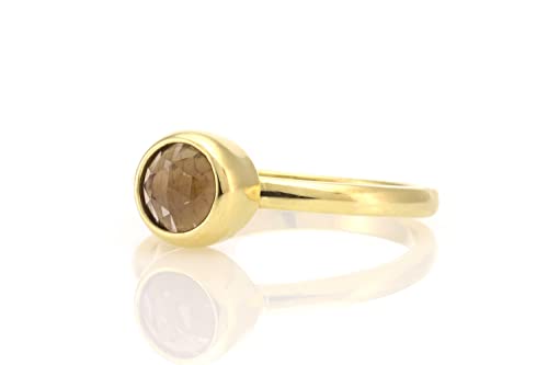 Bague en quartz fumé et or rond artisanat de prestige