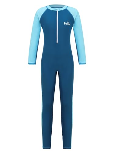Hedmy Girls Boys One Piece Swimsuit UV Sun Protection Water Sportswear Rash Guard Long Sleeve Wetsuit Swimwear