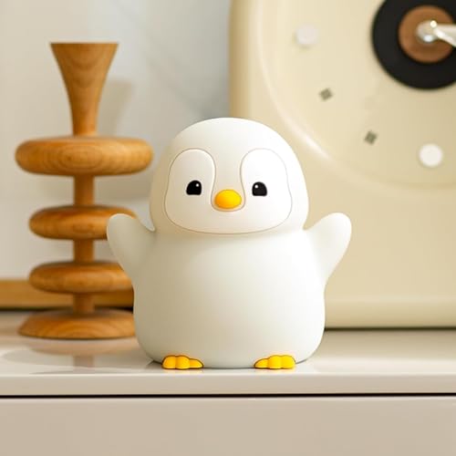 cute penguin night light led squishy xmas penguin lamp food grade silicone dimmable nightlight kids gray penguins light rechargeable light up penguins gifts kids room college decor