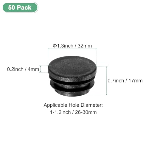 Image of M METERXITY 50 Pack Round Plastic Plug, OD 1.3 inch Furniture Tube Inserts Pipe Hole End Caps for Tubing Post /Glide Insert for Pipe Post /Table Chair Leg /Metal Tubing /Fence [Black]
