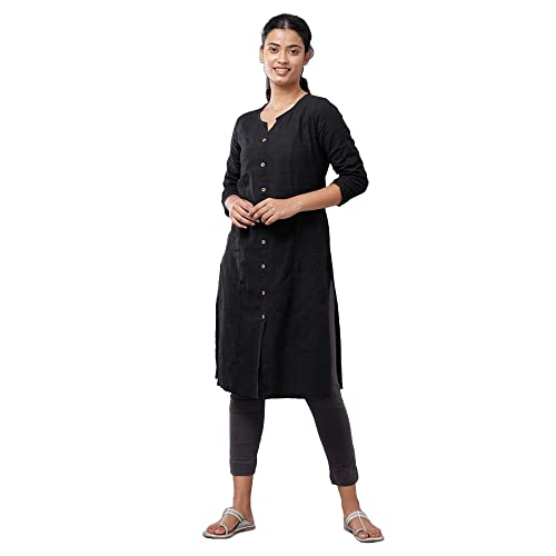 Image of De Moza Women Pencil Fit Cigarette Pant | 95% Cotton 5% Elastane | Mid Rise | 2 Pockets | Casual & Office Wear