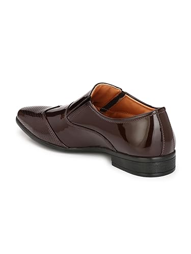 Image of HiREL'S Brogue Patent Shoes Wedding|Lightweight|Comfortable|Soft Cushioned Slip On for Men