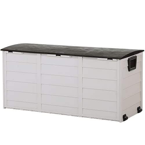 Beliani Auflagenbox aus Kunststoff beige/braun Gartentruhe Outdoor Kissenbox Locarno – Bild 6