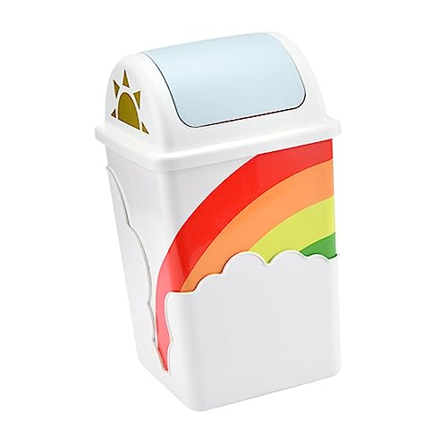 Levemolo Cloud Rainbow Creative Waste Can for Bedroom Bathroom Slim Trash Bin Lid